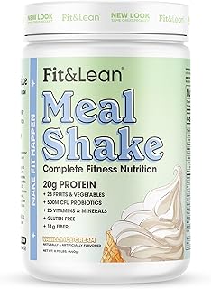Fit & Lean Meal Shake, Fat Burning Meal Replacement, Protein, Fiber, Probiotics, Vanilla, 1lb, 10 Servings Per Container