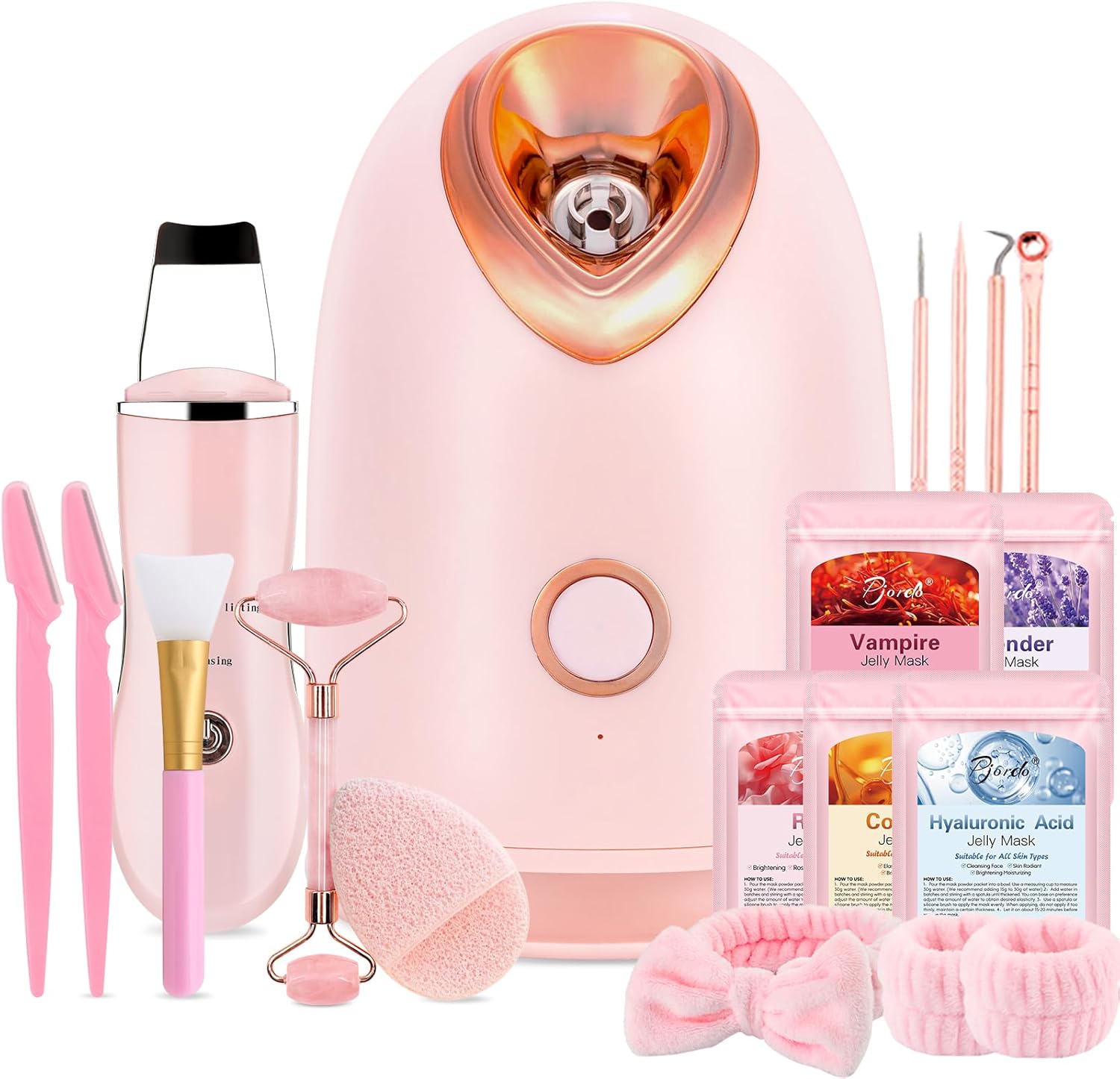 Facial Steamer Spa Kit, Skin Scrubber, Nano Ionic Face Steamer for Deep Cleaning Unclogs Pores, Warm Mist Humidifier Steamer for Face Home Sauna SPA