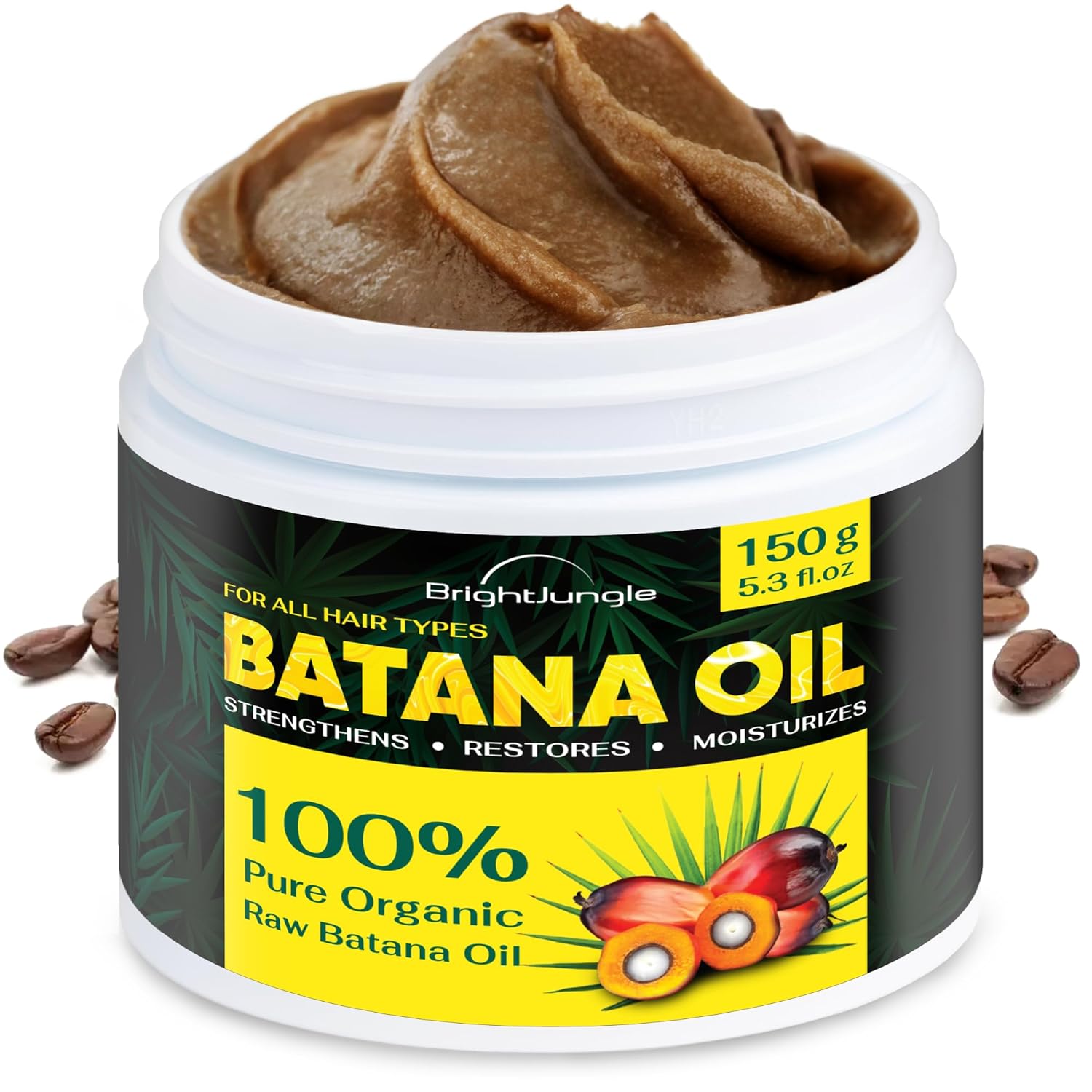Raw Batana Oil for Hair Growth – Hair & Scalp Oil for Thickness & Shine – Men & Women - 100% Pure, Organic, Cold-Pressed 5.3oz (150g) – Dr. Sebi Approved – Nourishing