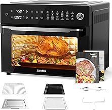 Aeitto® 32-Quart PRO Large Air Fryer Oven| Toaster Oven Combo | with Rotisserie, Dehydrator and Full Accessories | 19-In-1 Digital Airfryer | Fit 13" Pizza, 9pcs Toast, 1800w, Black