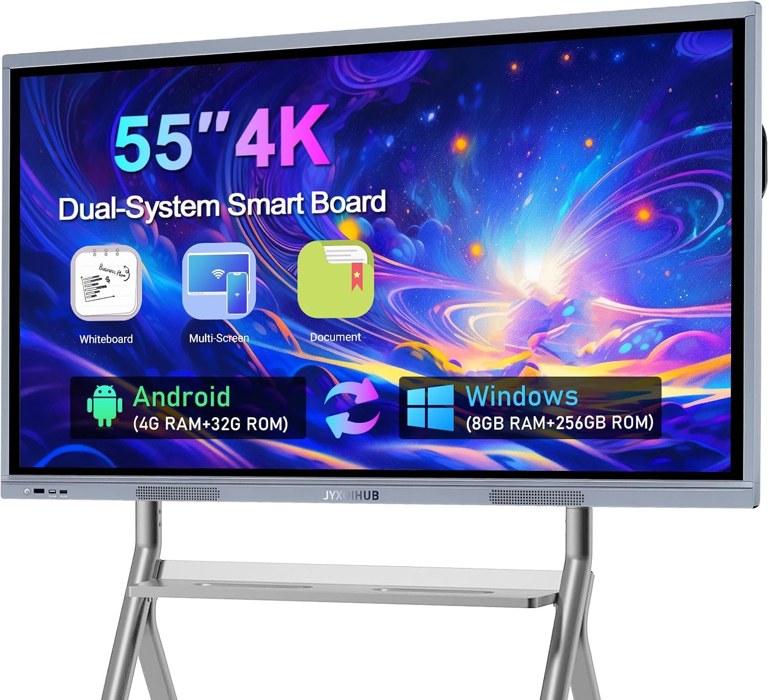 55" 4K Smart Board for Conference – Android + Windows | 4+32GB, OPS i5/4+256GB, IR touch, Wireless Mirroring, Whiteboard & Annotation, Ideal for Meetings, Teaching, and Hybrid Work
