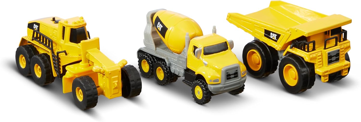 CAT Construction Toys CAT Construction Die Cast Metal 3 Pack Vehicles - Dump Truck/Cement Mixer/Grader for Ages 3+