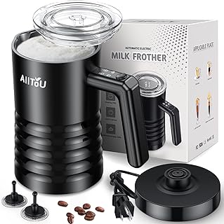 Milk Frother and Steamer, 4-in-1 Electric Milk Steamer, 350ml Automatic Hot and Cold Foam Maker and Milk Warmer for Coffee Latte, Cappuccinos, Macchiato