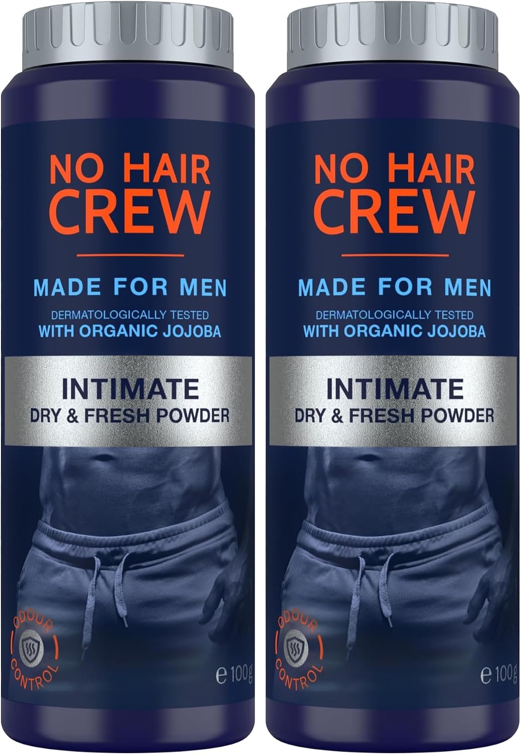 NO HAIR CREW Intimate Powder for Men 100 g – Fights Sweat, Odour & Chafing (Pack of 2)