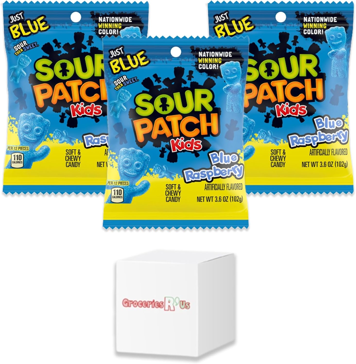 GroceriesRus Bundle - Sour Patch Blue Raspberry 3.6oz (102g) - Pack of 3 - US Import