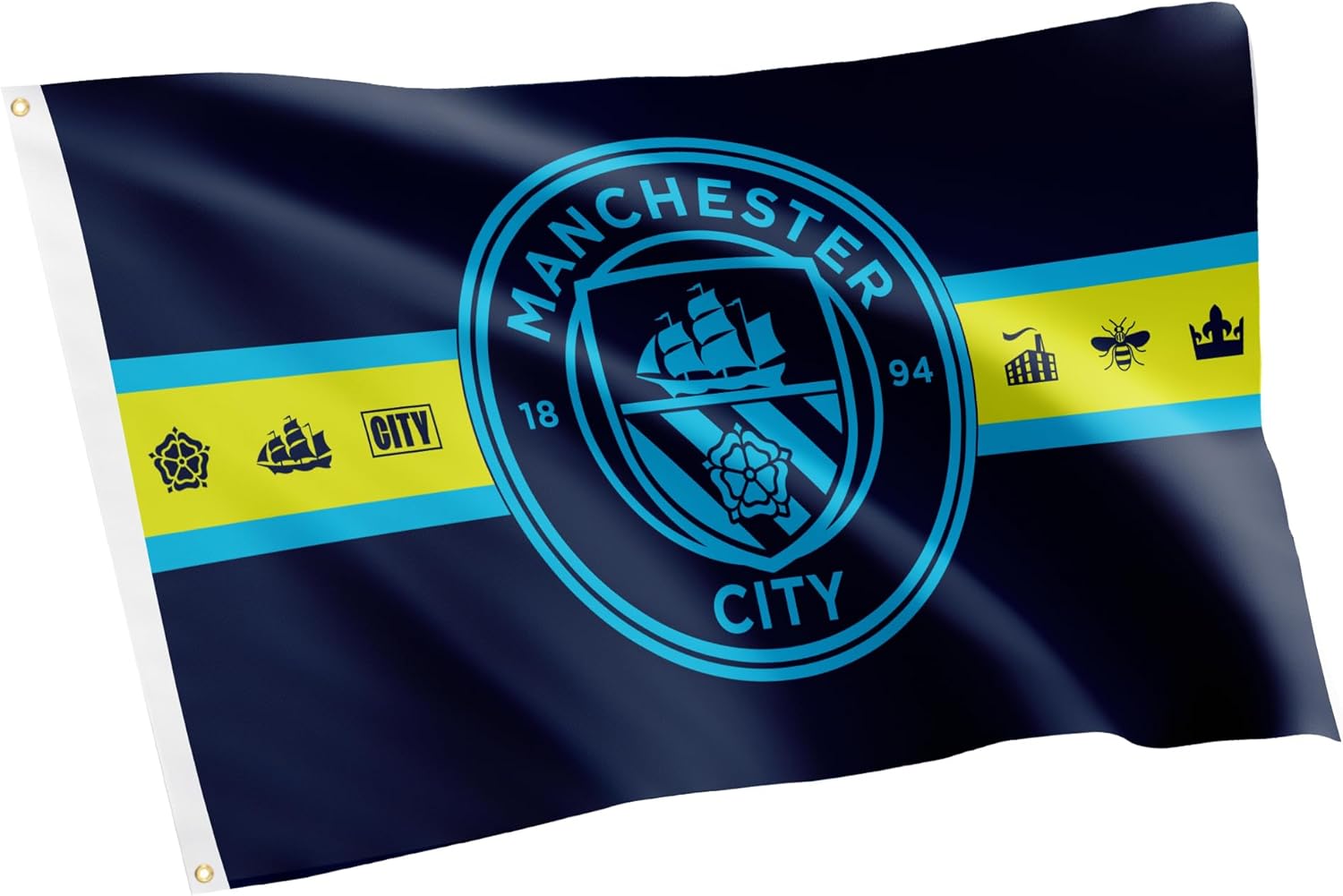 Desert Cactus Manchester City Flag Man City MCFC Football Soccer 100% Polyester Indoor Outdoor 3x5 feet Banner (Flag A)