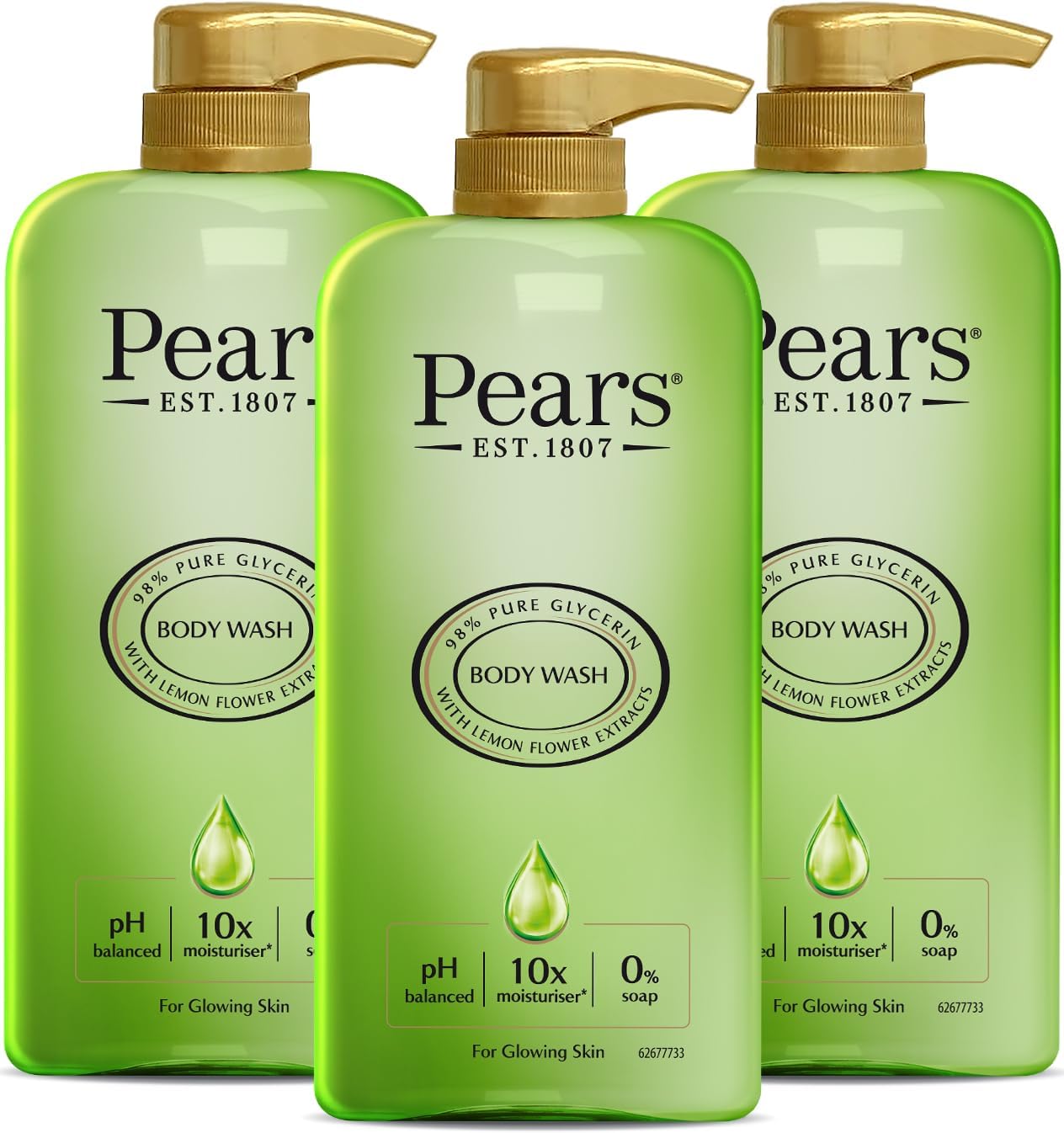 Pears Pure & Gentle Body Wash with Lemon Flower Extract - Nourishing Gel Cleanser -Crafted with Natural Oils - 10x More Moisturiser* - Beauty Bath for Moisturising Care - 500ml (3 Pack)