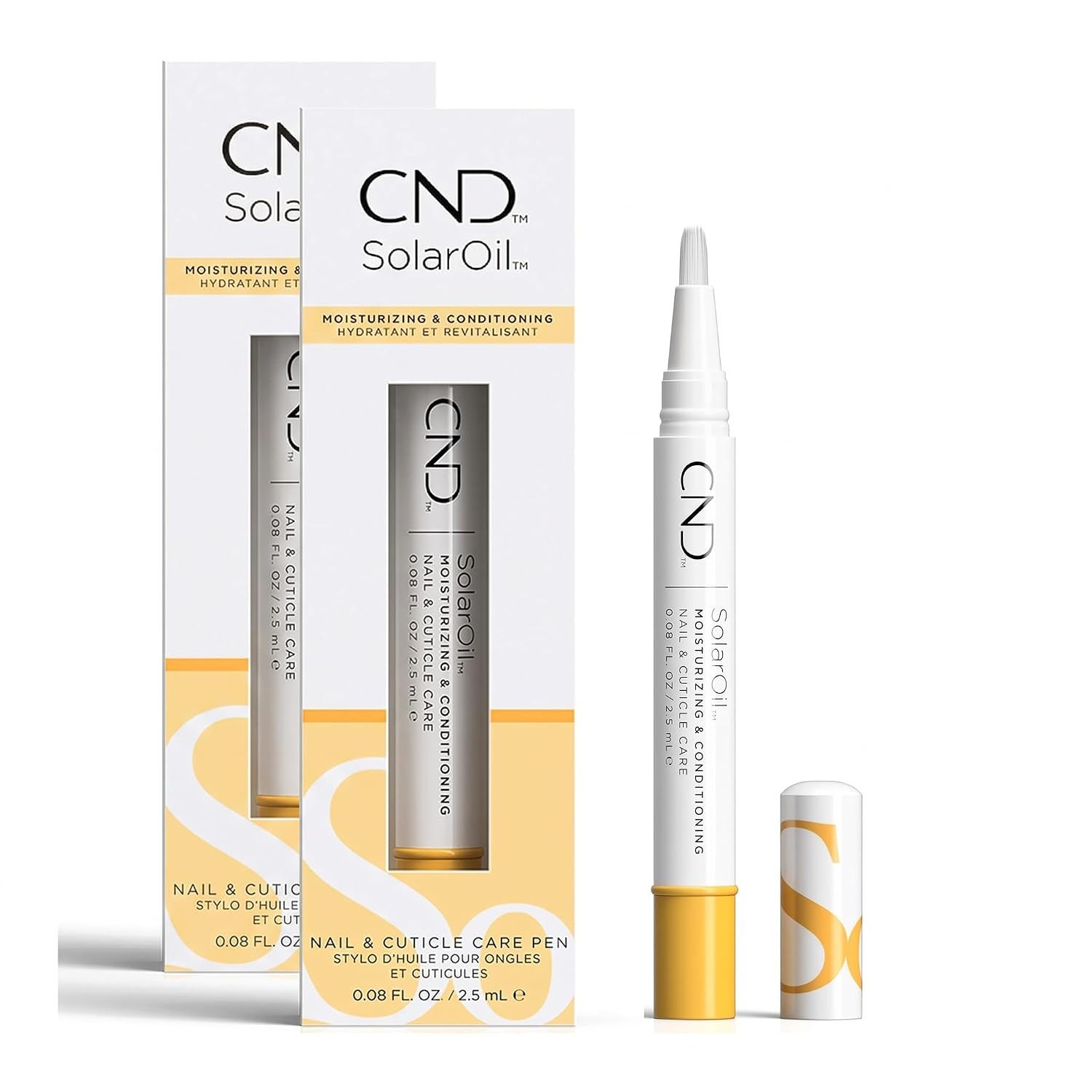 CND SolarOil Cuticle Oil,Natural Blend Of Jojoba,Vitamin E,Rice Bran and Sweet Almond Oils,Moisturizes and Conditions Skin,0.08 oz,(Pack of 2)