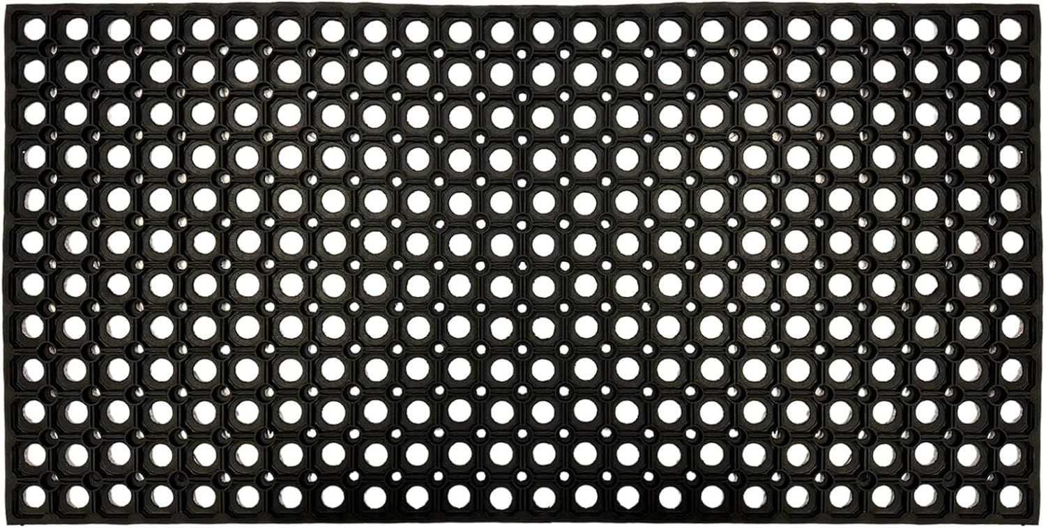 ED LINEN Rubber Door Mat Heavy Duty Non-Slip Entrance Floor Door Mat Indoor & Outdoor Mats for Front Door Dirt Scrapper Garden Matting Welcome Grid Design (PACK OF1, 50 x 100 cm (Rectangular))