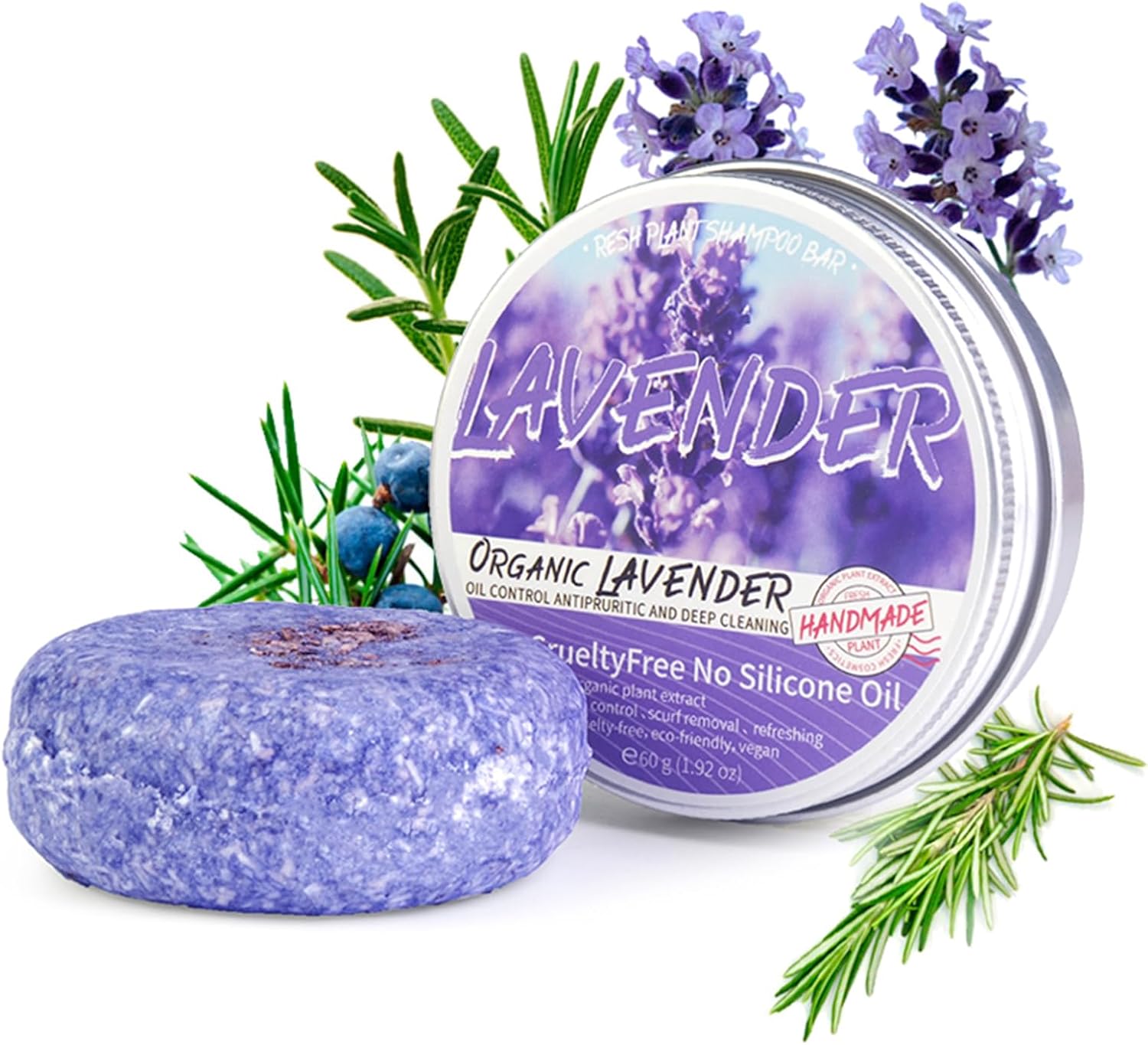 Natural Soap Lavender Shampoo Bar for Hair Regrowth, Anti-dandruff and Anti-itching Bar Soap Organic Conditioner Eco Friendly