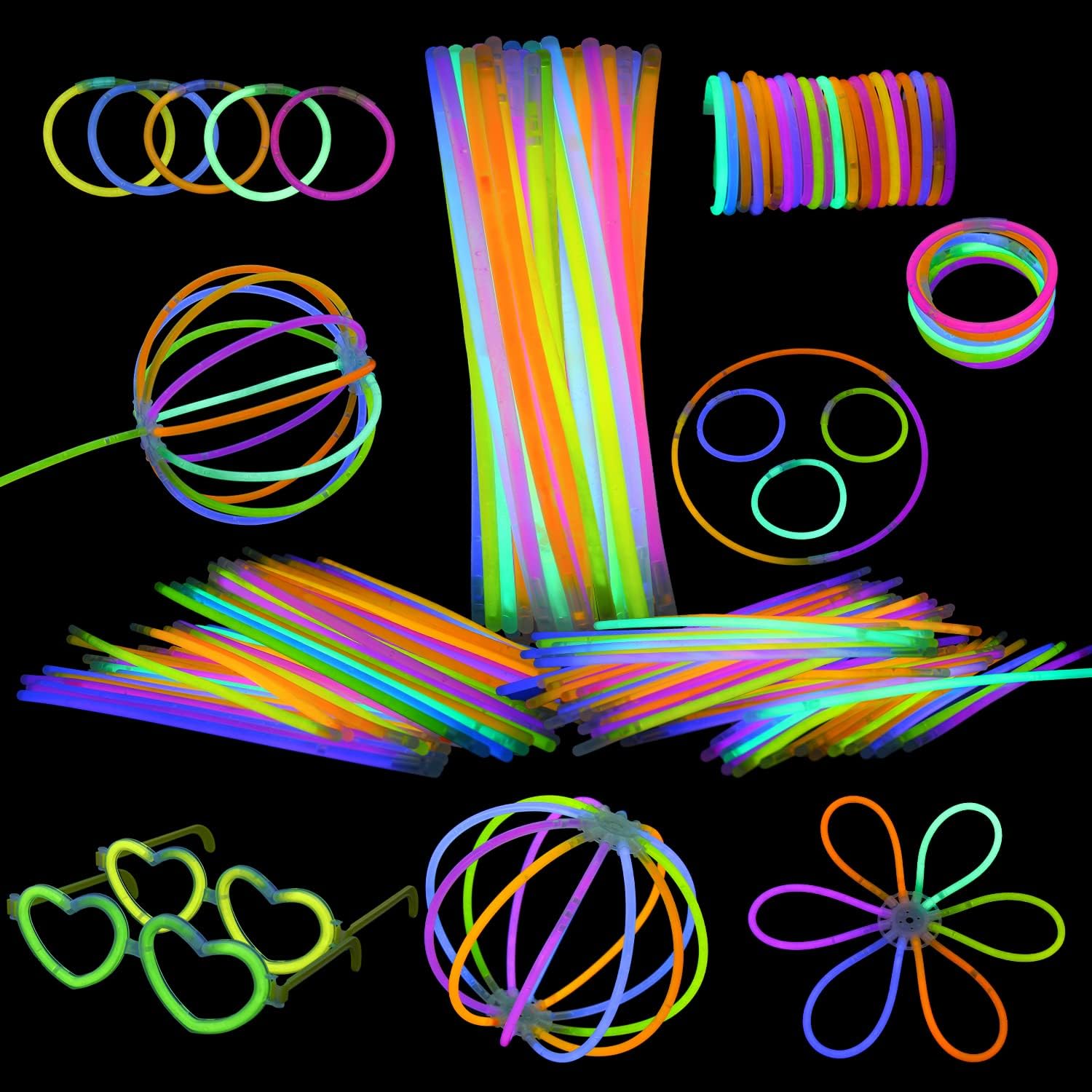 VEYLIN 64PCS Glow Sticks Party Pack Neon Glowsticks Kids Glow Bracelets Dark Party Supplies