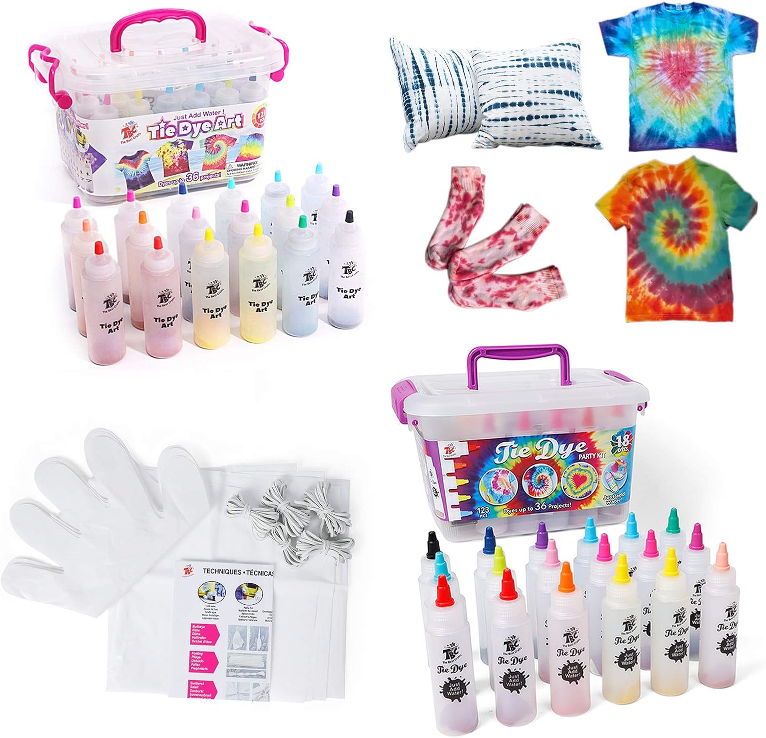 TBC The Best Crafts Tie-Dye Art Kit for Over 12 Kids to Play, Easy & Fun (18 Colours)