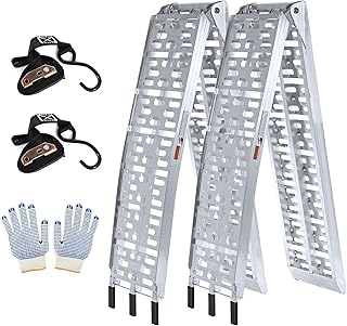 Loading Ramps 7.5ft 2Pcs, Aluminum Folding ATV Ramps with 1500lbs Max Load Capacity, Portable Powersports Loading Ramps for Pickup Truck, Lawn Mower, Motorcycles, w/ 2 Load Straps