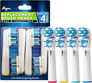 Replacement Brush Heads Compatible with OralB Braun- Best Double Clean, Pack of 4 Electric Toothbrush Replacement Heads- for Oral B Pro, 1000, 8000, 9000, Adults, Kids, Vitality, Dual Plus!