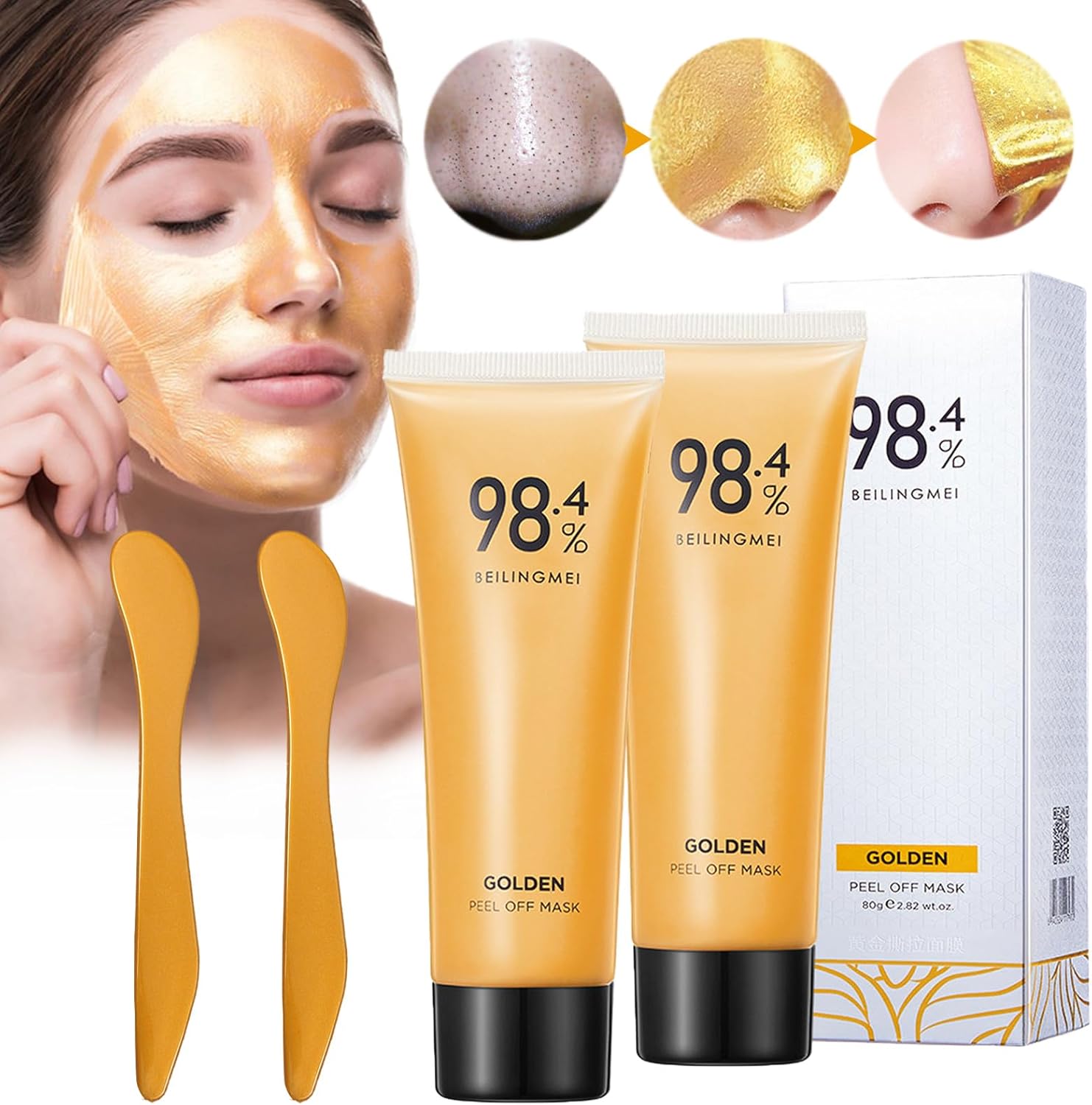 fupah 98.4% Removable Mask, Gold Masks for Skin Care, Gold Anti-Aging Mask, Exfoliating Mask, Face Mask, Exfoliating Mask, M