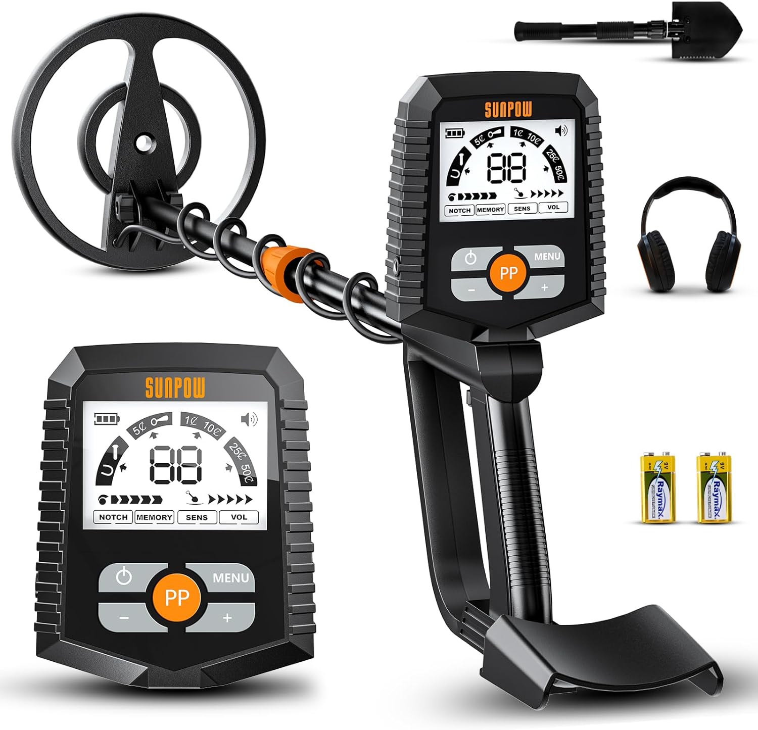 SUNPOW Metal Detector for Adults & Kids – Easy to Use & Assemble, Lightweight & Fun for Family Activities – Waterproof 8" Coil, 4 Modes, Bigger LCD – Great Value Metal Detector Kit, MD13