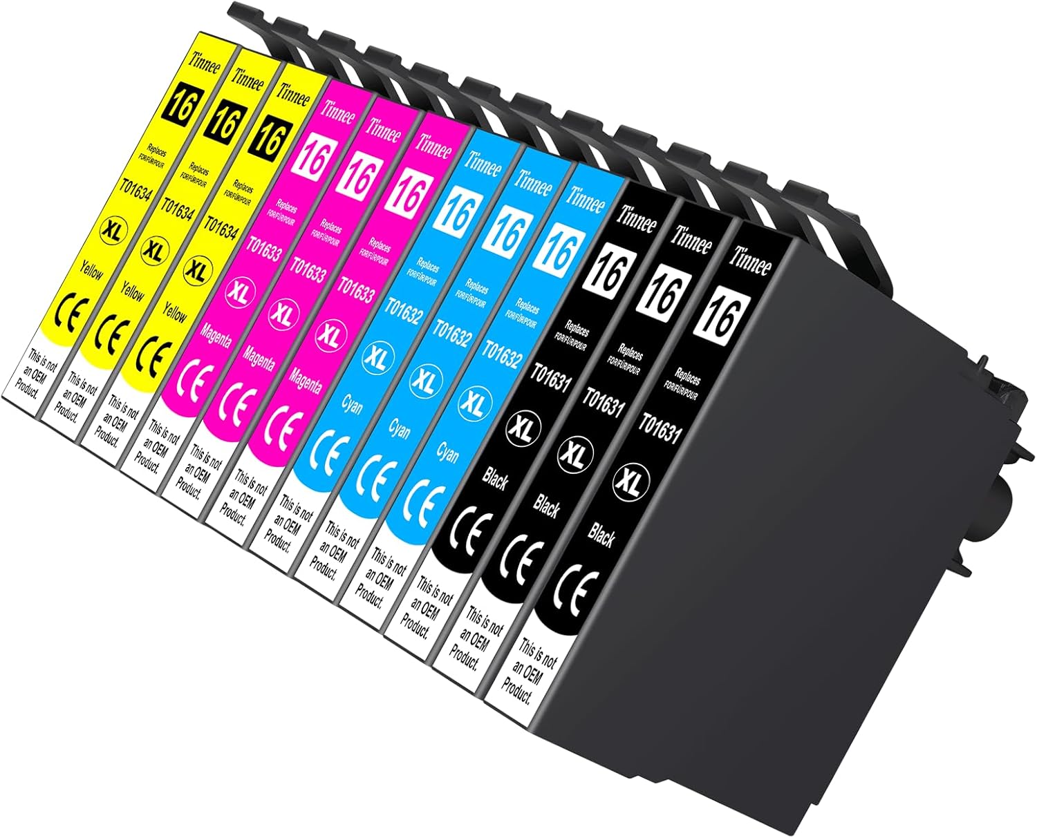 Tinnee 16XL Ink Cartridges Compatible Epson 16 Ink Cartridges Multipack | 12-Pack High-Yield for Workforce WF2750 WF2630 WF-2750 WF-2630 WF-2510 WF-2650 WF-2540 WF-2010 WF-2520 | Save 60%+ vs Original