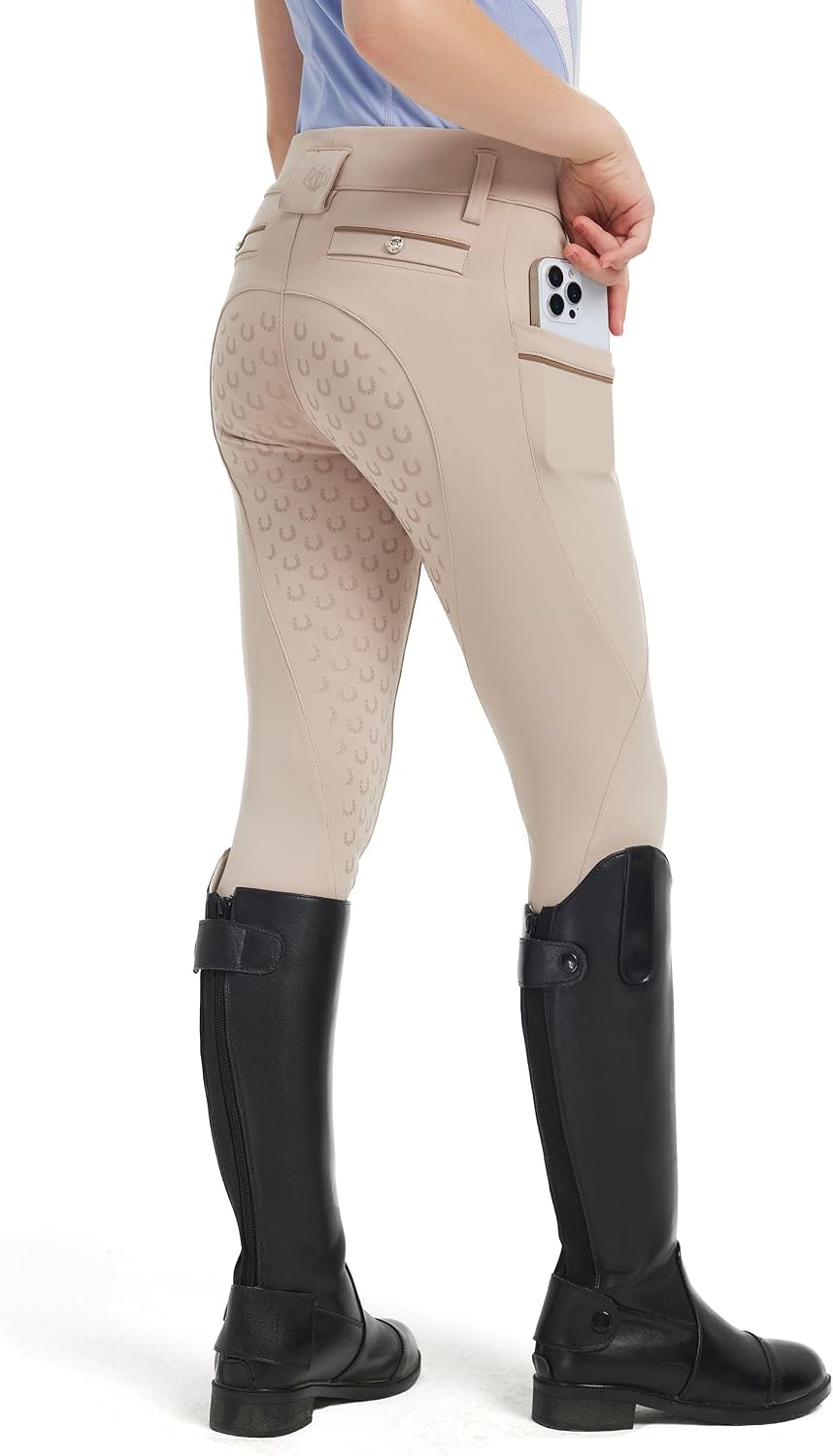 FitsT4 Sports Girls Horse Riding Pants Full Seat Equestrian Pants Pockets