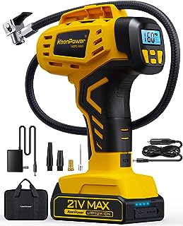 Tire Inflator Portable Air Compressor - 2X Faster - 21V Rechargeable Battery Powered Handheld 160PSI Tire Inflator, Dual Power Supply Modes, Air Pump for Car Motorcycle E-Bike