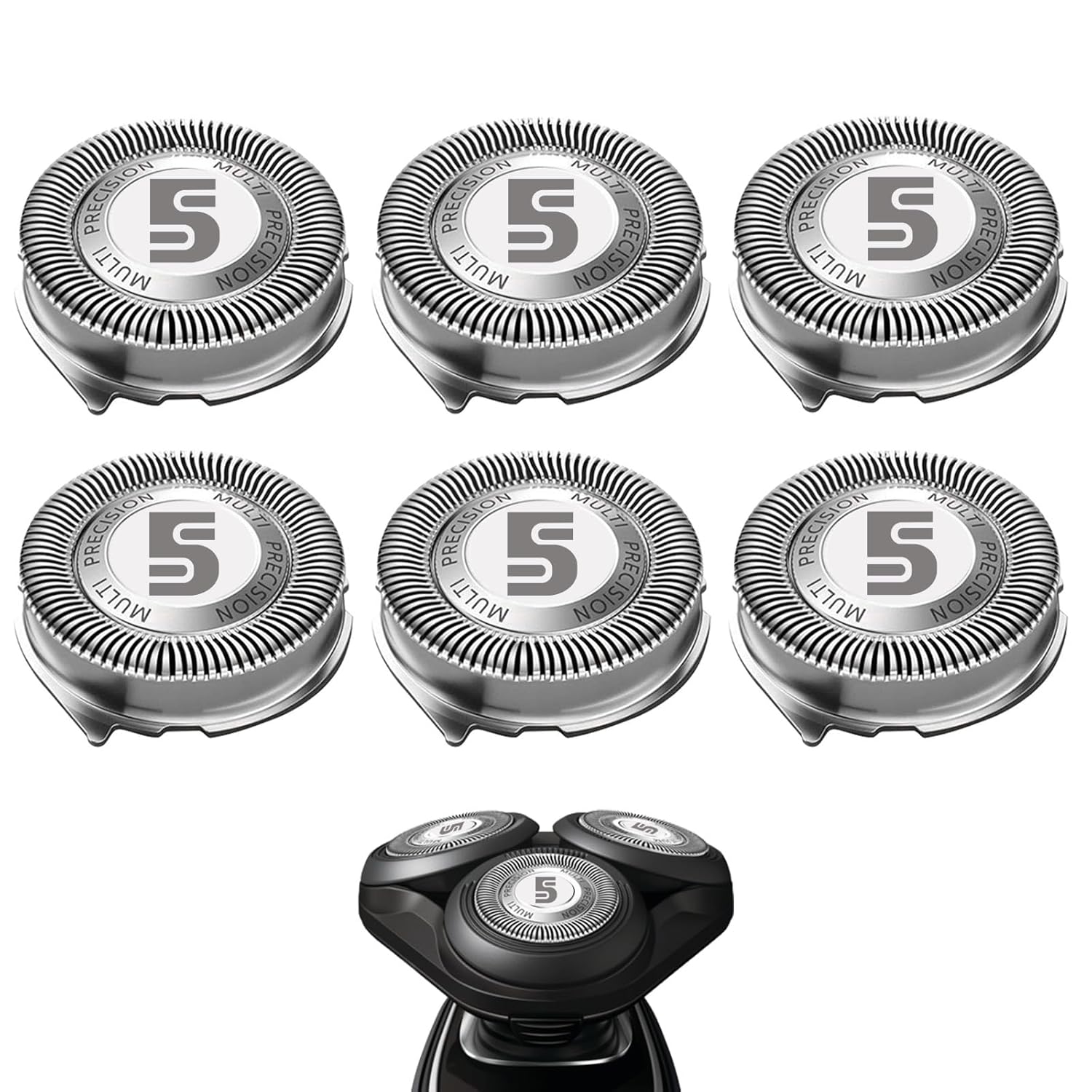 SH50 Replacement Heads Compatible with Philips Norelco 5000 Series Shaver, Blades for Philips Norelco Aquatec Shavers, HQ8 Replacement Blades, 6-pc Pack