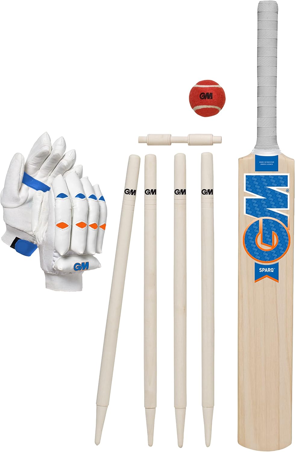 Gunn & Moore GM Young Gunn Wooden Cricket Bat and Stumps Set, 6