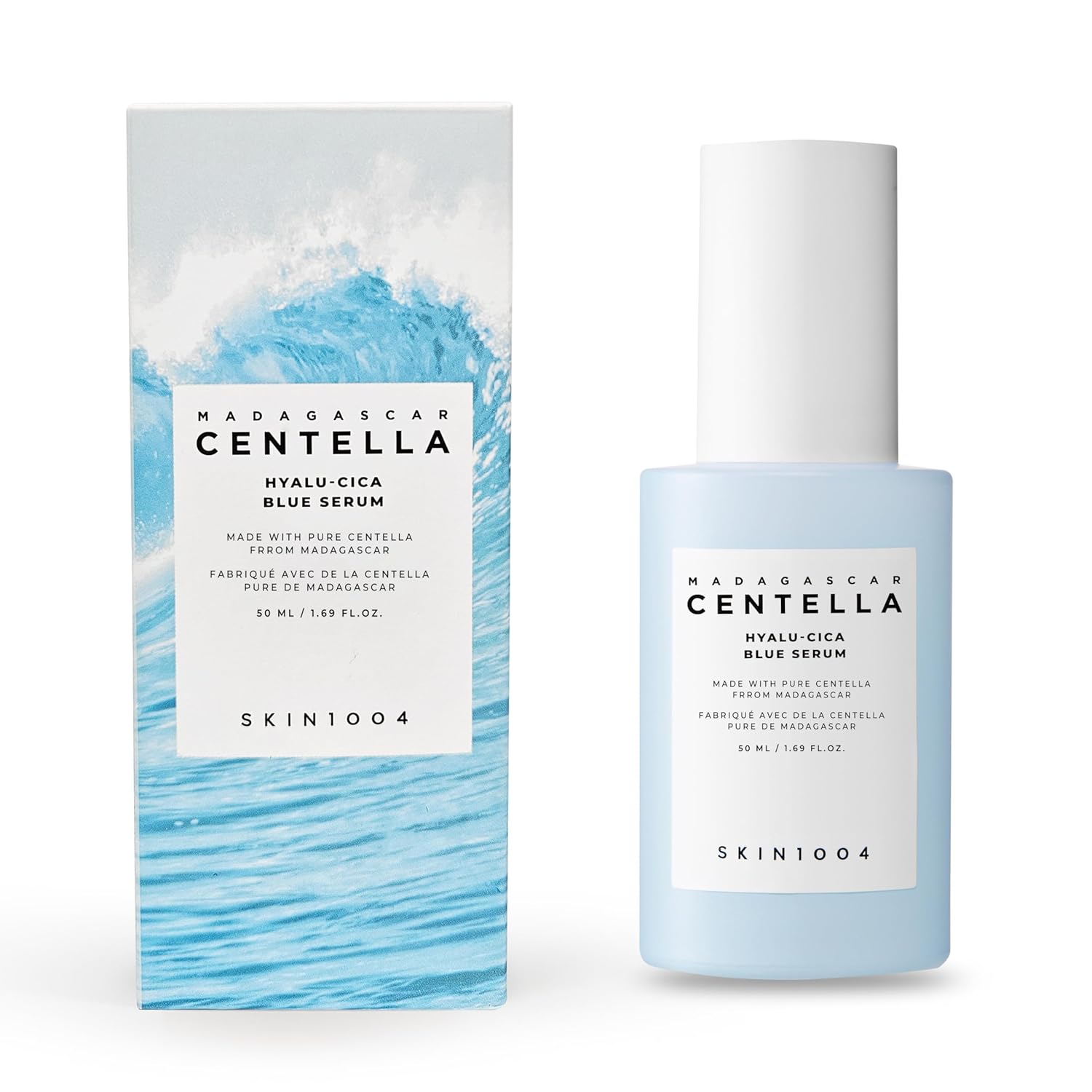 SKIN1004 Hyalu-CICA Blue Serum 1.69 fl.oz, 50ml, 5 Layer Hyaluronic Acid Cica Niacinamide, Hydrating and Refreshing Multi-Care Solutions