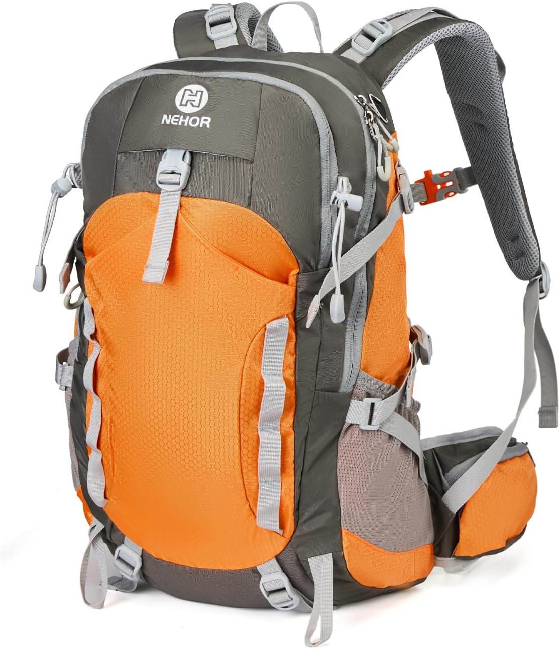 Hiking Backpack, 40L Lightweight Camping Backpack with Rain Cover, Water Resistant Large Hiking Bag Outdoor Travel Daypack for Men Women, Orange