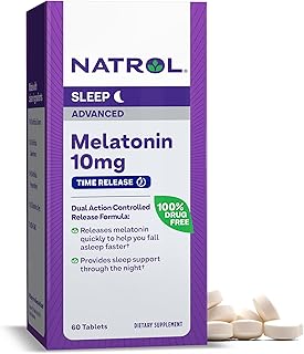 Natrol Sleep Advanced Melatonin Time Release Tablets, Nighttime Sleep Aid, 10mg, 60 Count