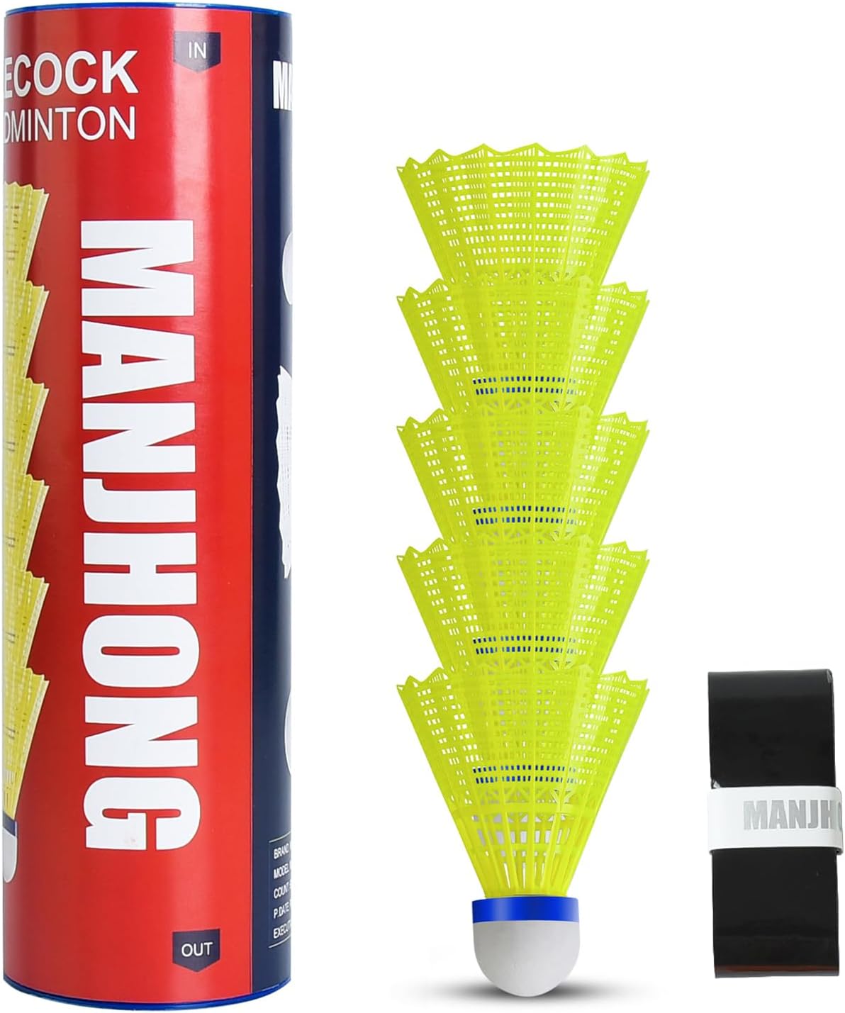 MANJHONG Nylon Badminton Shuttlecocks - Pack of 6/12, Yellow/White - Great Balance & Flight, Durable Shuttlecocks for Indoor Outdoor Sports Playing