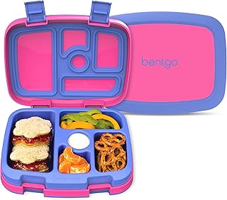 Bentgo Kids Bento-Style 5-Compartment Leak-Proof Lunch Box - Ideal Portion Sizes for Ages 3 to 7 - Durable, Drop-Proof, Dishwasher Safe, BPA-Free, & Made with Food-Safe Materials (Fuchsia)