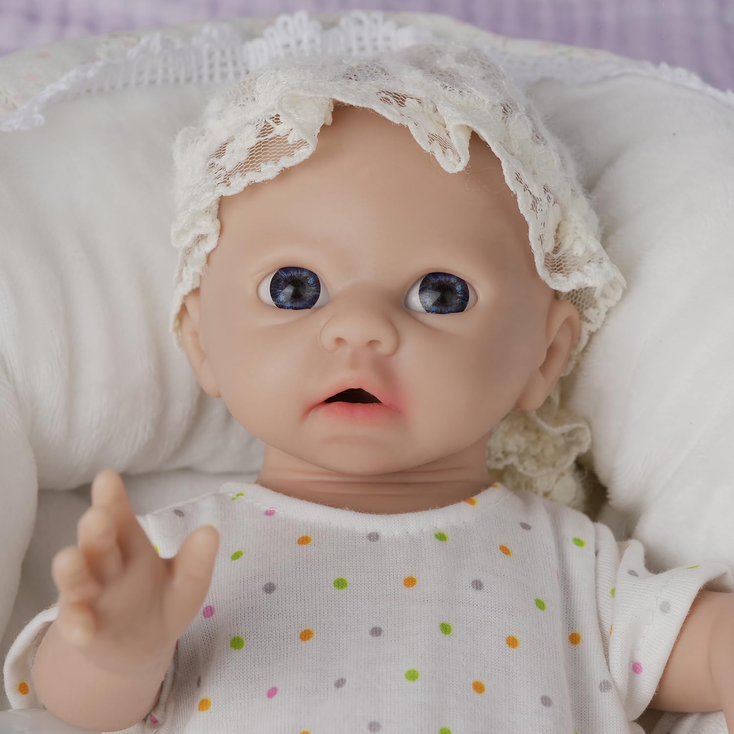 IVITA Full Body Silicone Reborn Baby Doll Newborn Baby Doll Open Mouth Girl (10inch)