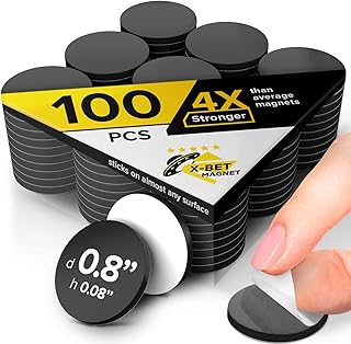 X-bet MAGNET - Magnetic Dots - Self Adhesive Magnet (0.8" x 0.8") Peel & Stick Circles Industrial Flexible Sticky Magnets Sheets is Alternative to Squares, Stickers, Strip and Tape (100 Pcs)