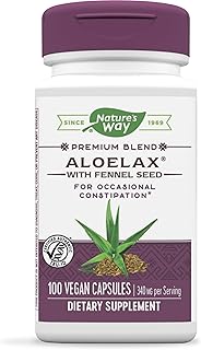 Nature's Way Aloelax, Premium Blend, with Fennel Seed, Relieves Occasional Constipation*, 340 mg, Gluten Free, Vegan, 100 Capsules