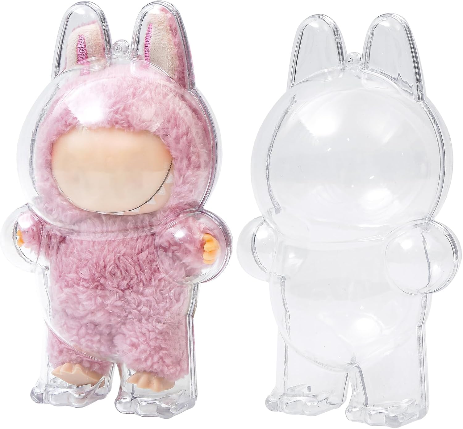 Protective Case for LABUBU, Clear Display Case with Keychain, (Doll Excluded, 1PCS Style A Standing)