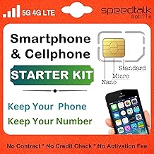 SpeedTalk Mobile Pre-Paid SIM Card Starter Kit – No Contract Wireless Plans from $5/mo Talk Text Data Unlimited Plans from $9/mo - Cellphone 5G 4G LTE iOS Android Smart Phones