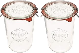 Weck Canning Jars 743 - Mold Jars made of Transparent Glass - Eco-Friendly - Storage for Food, Yogurt with Air Tight Seal and Lid - 3/4 Liter Tall Jars Set - Set of (2 Jars)