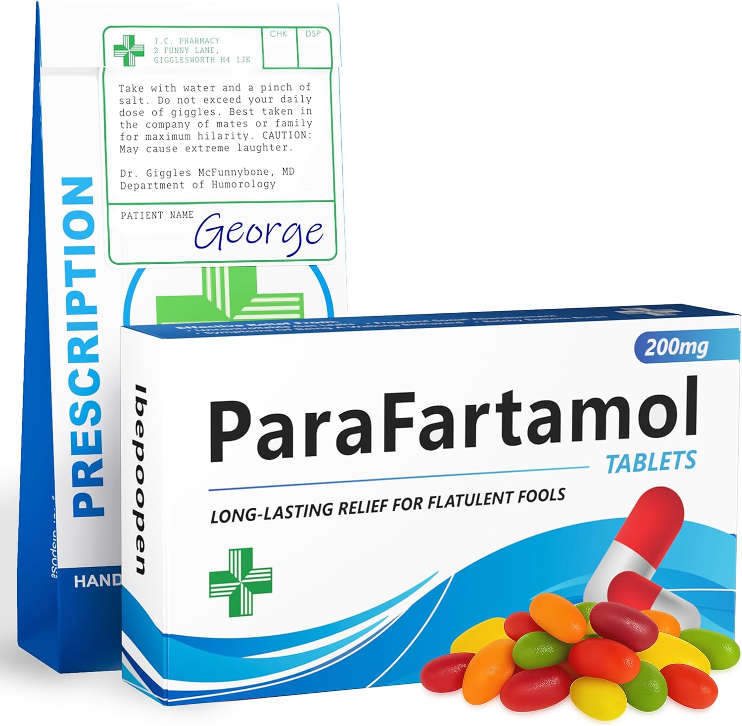 ParaFartamol Sweets, Fathers Day Gift for Him, Rude Funny Male Birthday Gift for Dad, Grandad, Father, Man - Xmas Joke Pills, Tablet Box Prank Present for Boyfriend, Novelty Quirky Gag