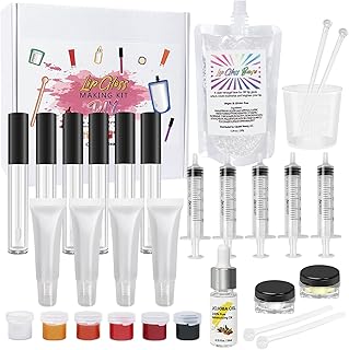 Cilrofelr DIY Lip Gloss Making Kit, 45 Pcs, Fun Makeup Kits for Girls to Create 10 Moisturizing and Shiny Lip Gloss