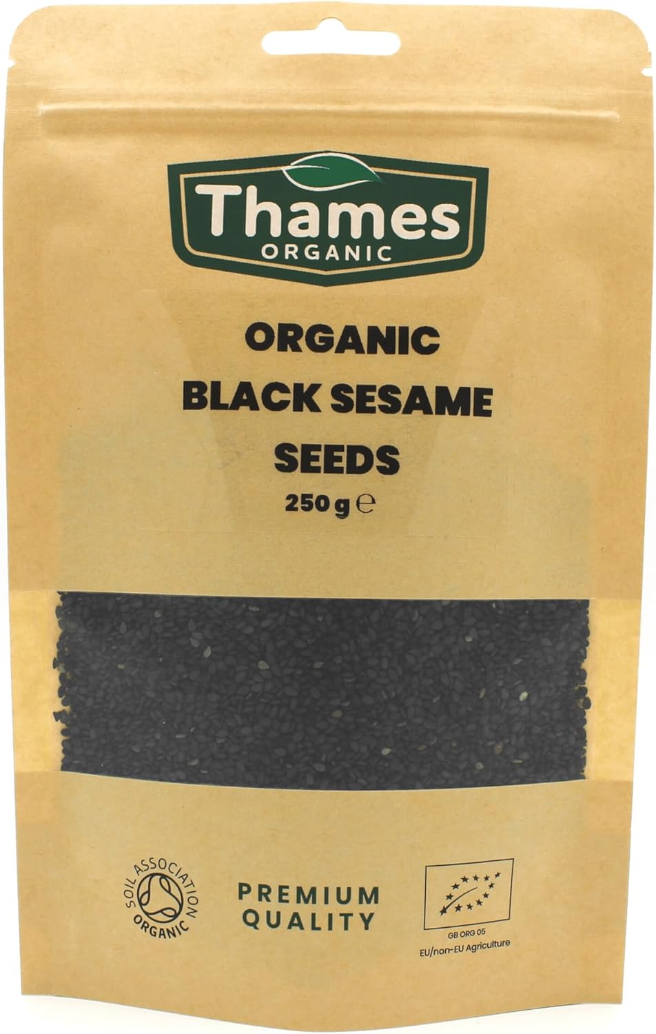 Organic Black Sesame Seeds - 250g of Nutritious & Flavorful Seeds - No Additives, No Preservatives - Raw, Vegan, Non-GMO - Great for Snacking, Baking, and Sprinkling - Thames Organic