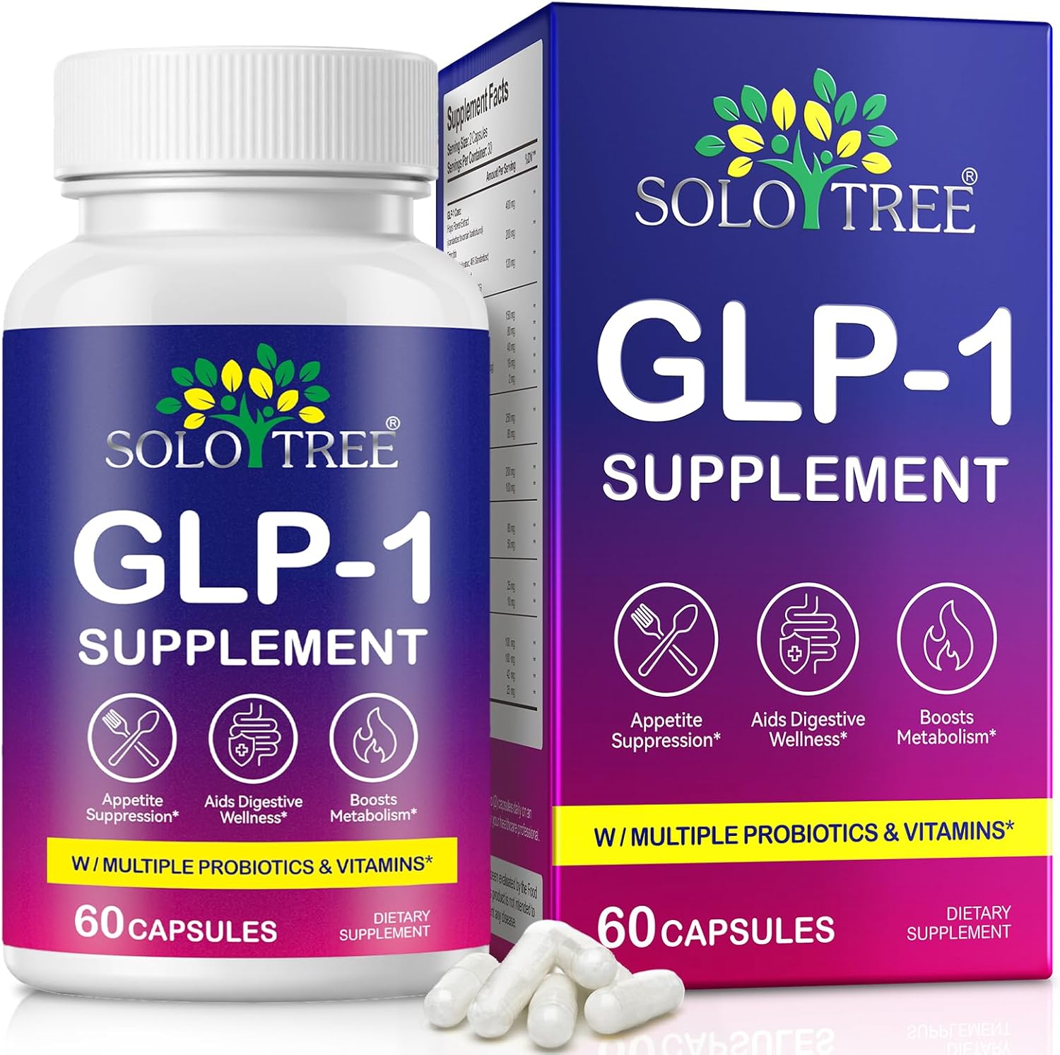 GLP-1 Supplement, Metabolic Activator with Probiotics, GLP for Weight Management, Appetite Control, Craving Reduction, Energy & Gut Health Support (60 PCS)