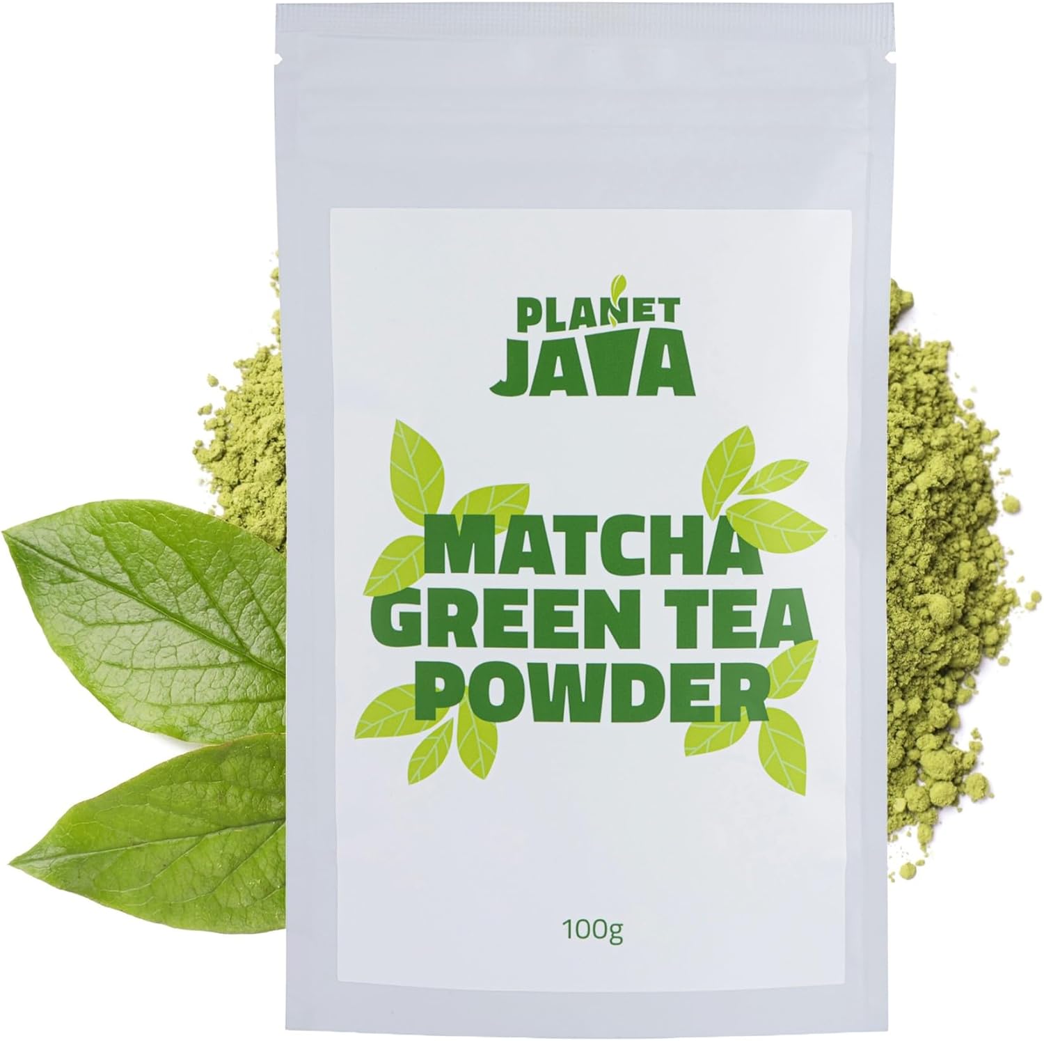 Planet Java Pure Matcha Green Tea Powder 100g Pouch, Minimal Bitterness, Culinary Grade, Use for Cooking, Baking, Smoothie Making and with Milk. Vegan & Vegetarian Friendly