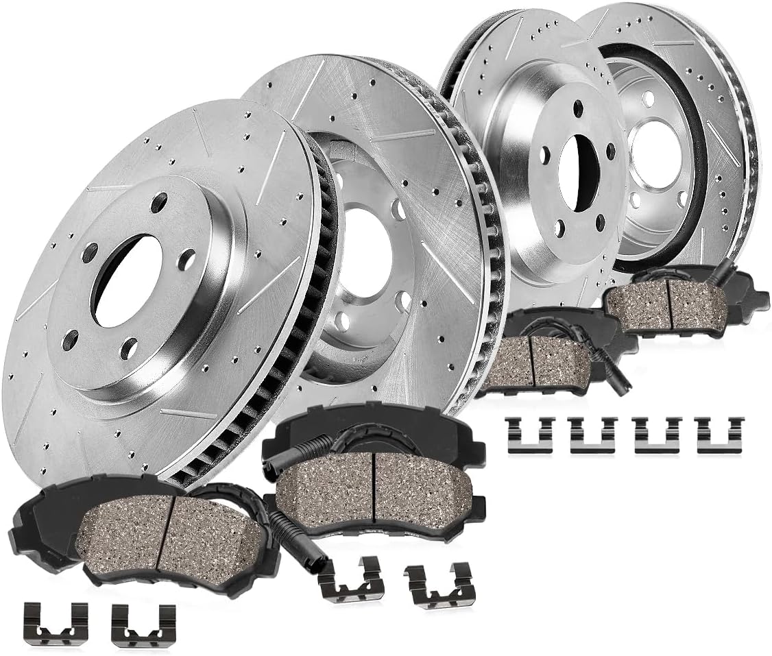 Callahan BRAKE PARTS Front 312mm and Rear 300mm Drilled Slotted Brake Disc Rotors and Ceramic Brake Pads + Hardware Brake Kit + Sensors For BMW 228i 228i xDrive 230i 320i 328d 328i 428i