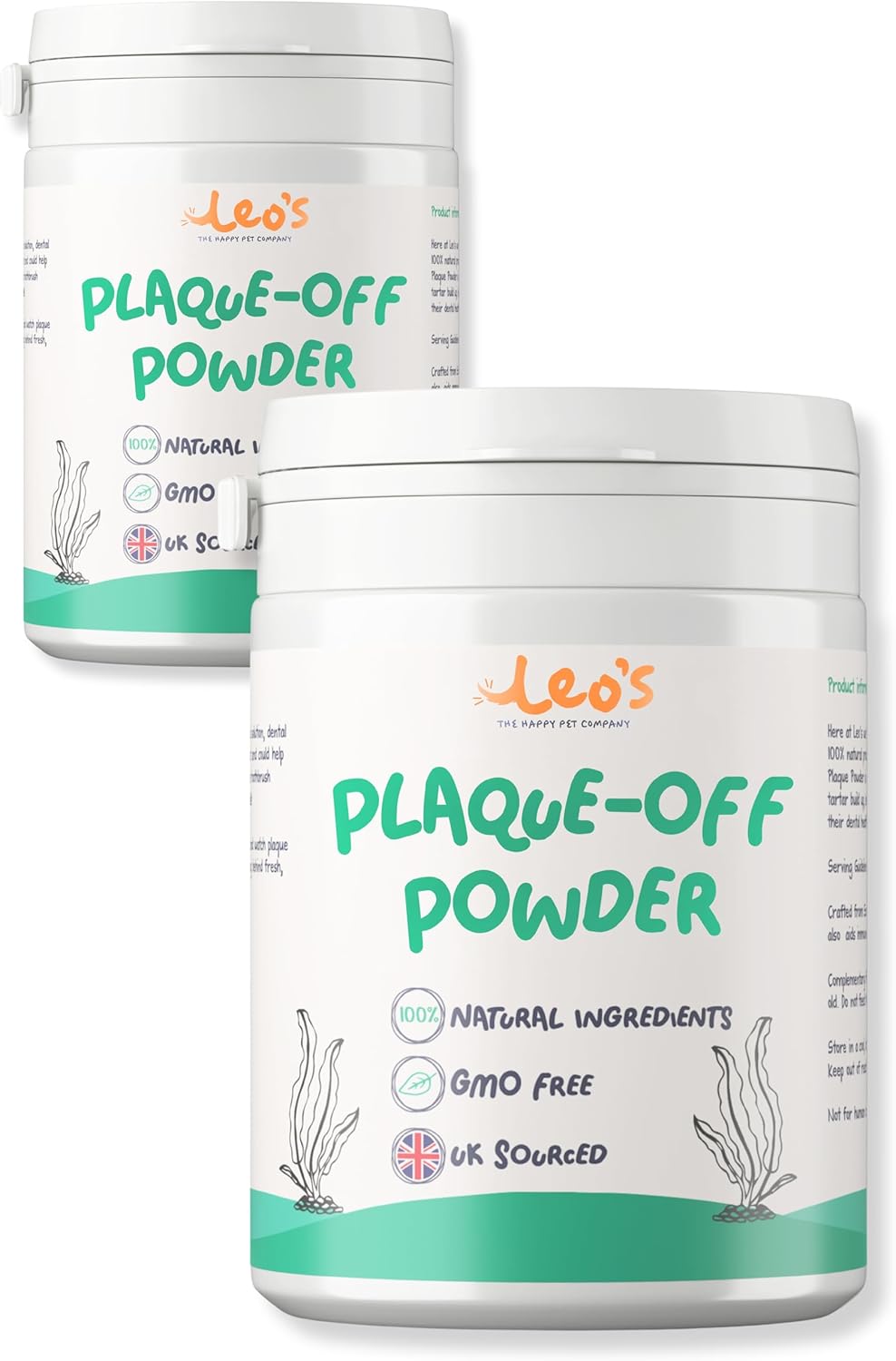 Leo's Plaque Off Powder for Dogs & Cats | 2 x 200g Pet Teeth Cleaning Care & Breath Freshener Dental Products | 100% Natural | No More Dog Toothbrush or Toothpaste | Plaque Remover