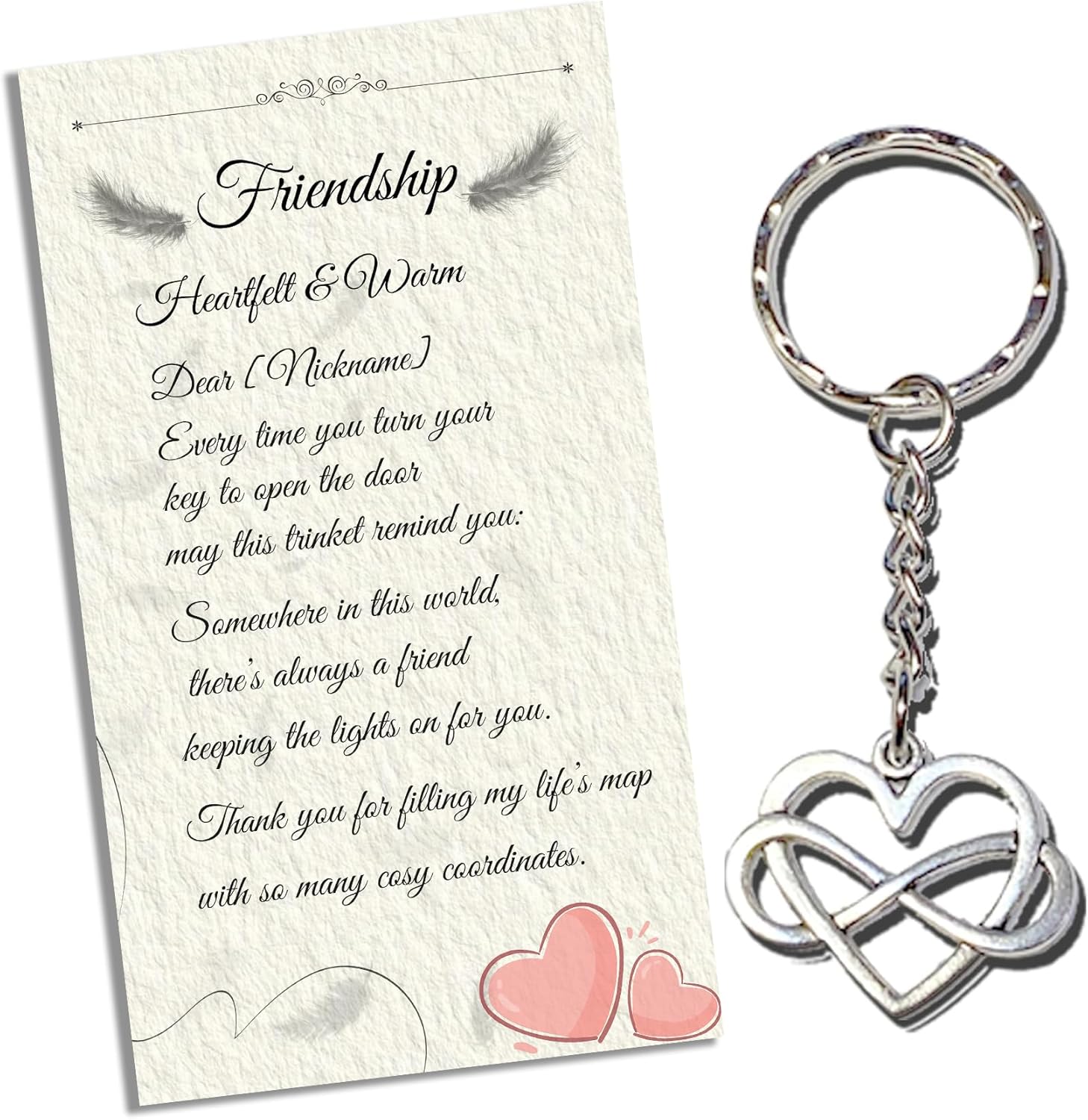 kinoco Best Friend Keychain for Women Cute Friendship Heart Friendship Keychain Gift for Her, Birthday Christmas Graduation Keepsake Keyring for Teen Girls Ladies (Unique Friend Gift)