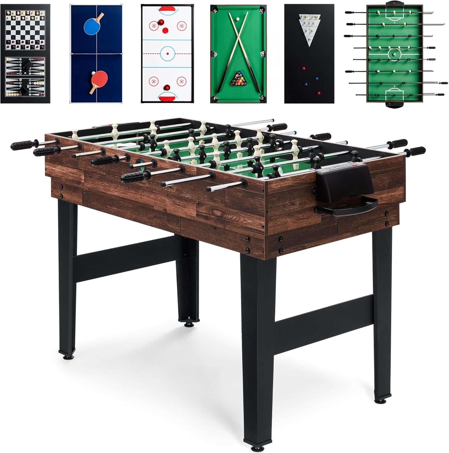 Best Choice Products 2x4ft 10-in-1 Combo Game Table Set for Home, Game Room, Friends & Family w/Hockey, Foosball, Pool, Shuffleboard, Ping Pong, Chess, Checkers, Bowling, and Backgammon