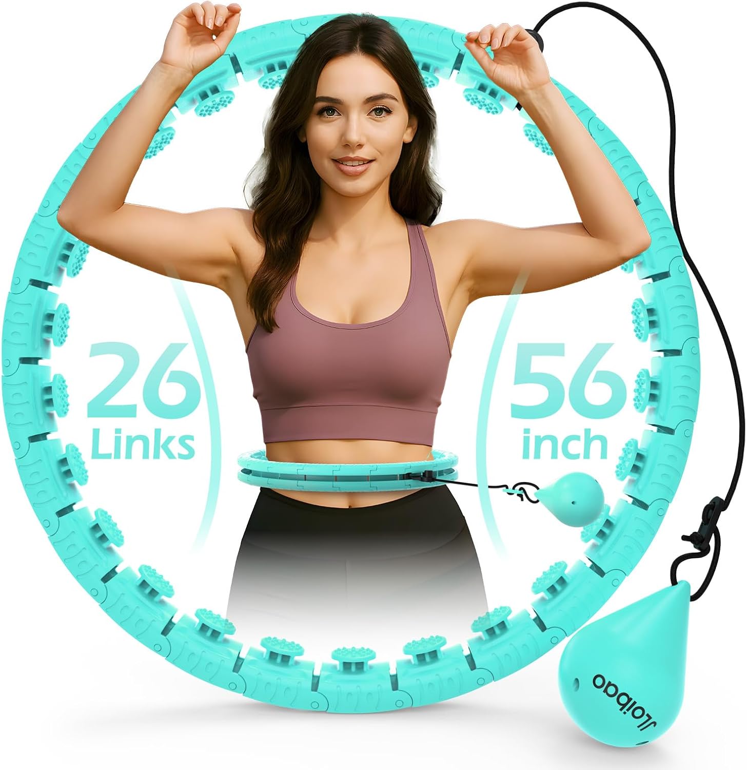 Weighted Hula Circle with 26 Links(56 Inch) for Adults Weight Loss, Infinity Fitness Hoop Plus Size, for Women Smart Exercise Equipment