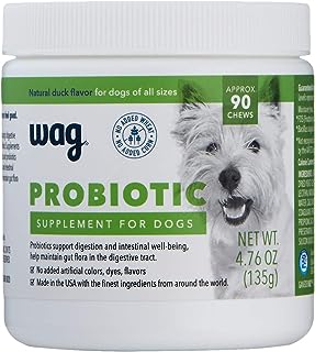 Amazon Brand - Wag Probiotic Supplement Chews for Dogs, Natural Duck Flavor, 90 count