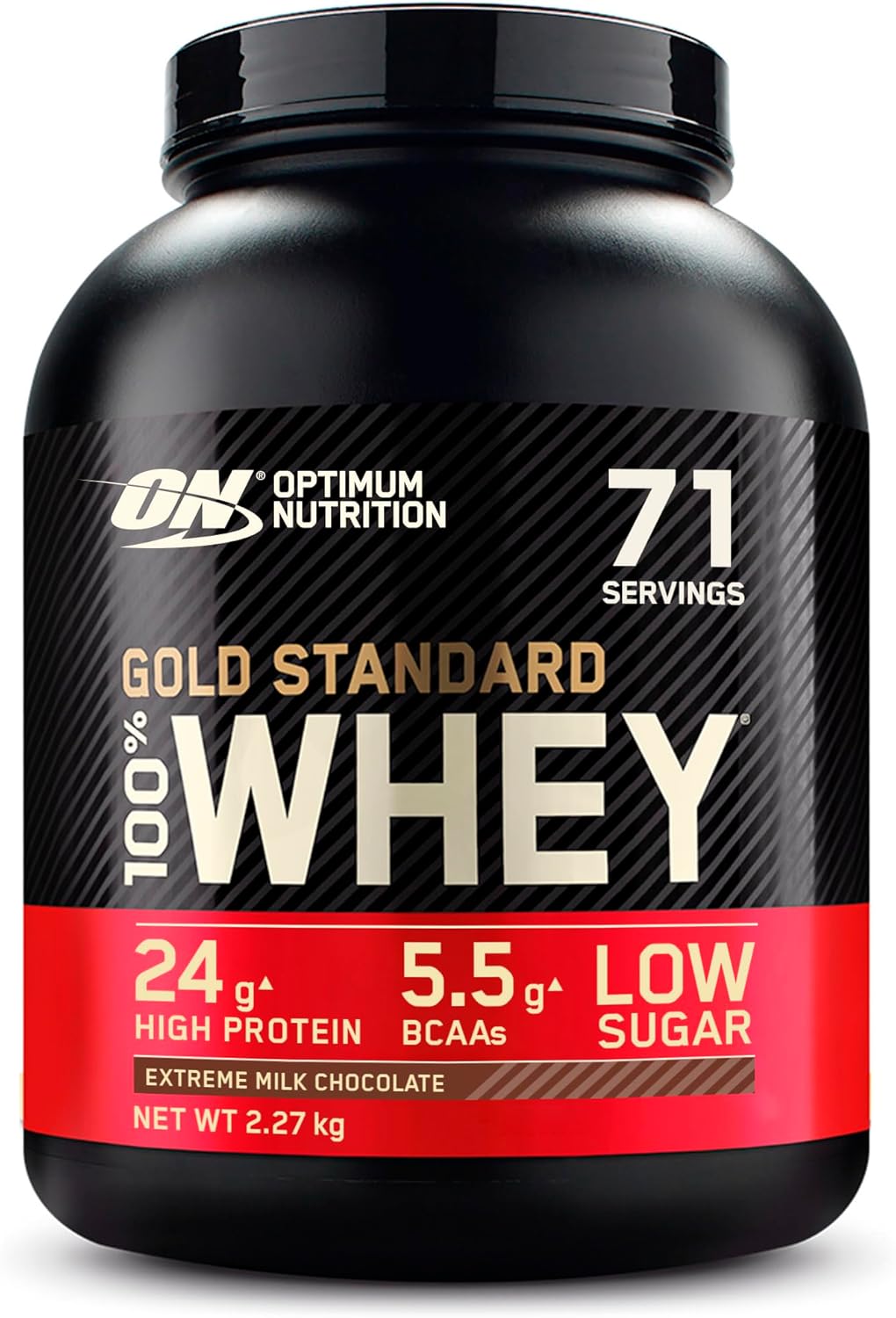 Optimum Nutrition Gold Standard Whey Muscle Building and Recovery Protein Powder With Naturally Occurring Glutamine and Amino Acids, Extreme Milk Chocolate, 71 Servings, 2.27kg, Packaging May Vary