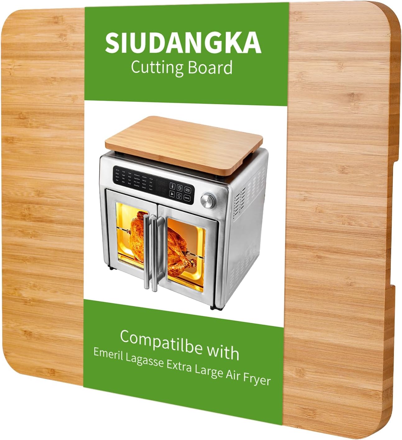 Cutting Board Compatible with Emeril Lagasse 26 QT Extra Large Air Fryer, 15"x12.6" Heat Resistant Bamboo Cutting Boards for Emeril Lagasse Air Fryer Toaster Oven Accessories