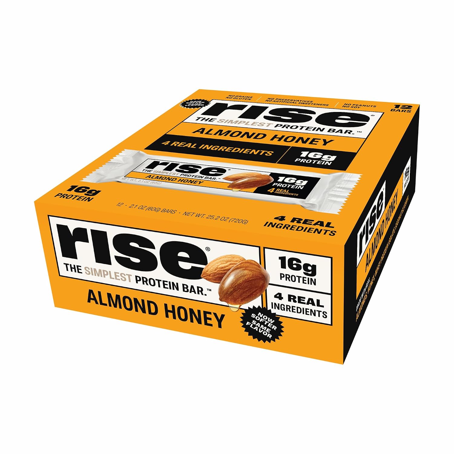 Rise Almond Honey Whey Protein Bars, High Protein Breakfast Snack, Soy-Free